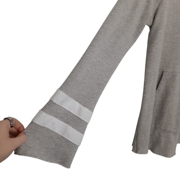 Sundry White Stripe Raw Hem Hoodie Sweatshirt Wide Leg Pants Tracksuit Set Sz 2 - Picture 8 of 13